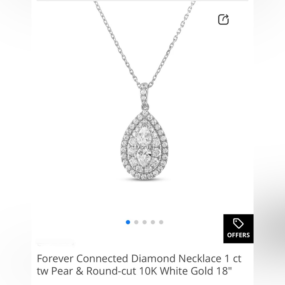 Forever Connected 1ct 10k Elegant White Gold 16-18in Diamond Necklace